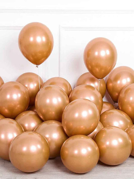 Воздушные шары хром золото, металлик, 10 штук, размер 12"/30 см ...