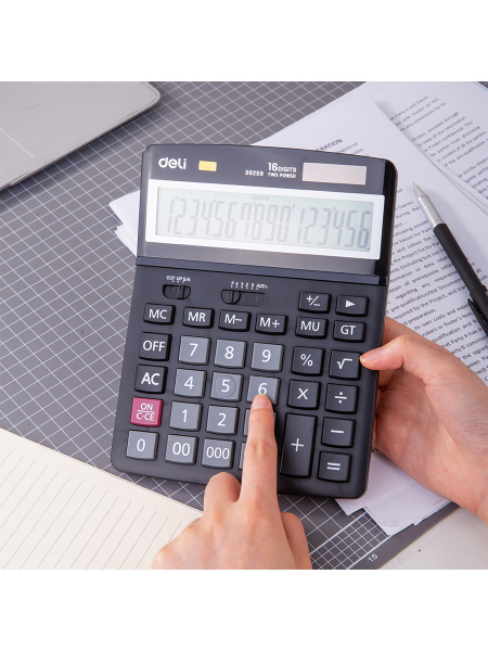 Калькулятор настольный Deli E39259 черный 16-разр. - купить с доставкой ...
