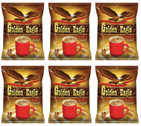 Кофе "GOLDEN EAGLE",(3 в 1 Classic, 10 порций по 20 ГР.), 200 ГР х 6 ШТ ...