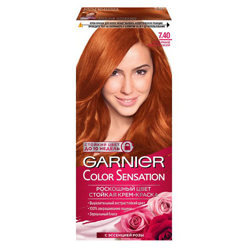 Краска для волос GARNIER COLOR SENSATION тон 7.40 (Янтарный ярко-рыжий ...