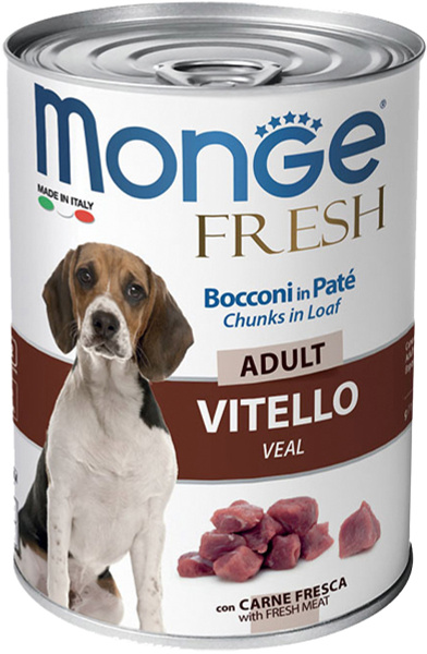 Влажный корм Monge Dog Fresh Chunks in Loaf для взрослых собак, мясной ...