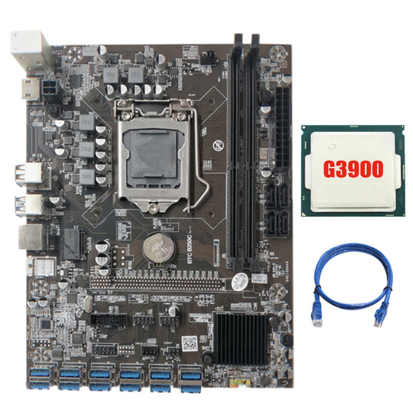 Материнская плата B250C для майнинга с процессором G3900 + кабелем RJ45 ...