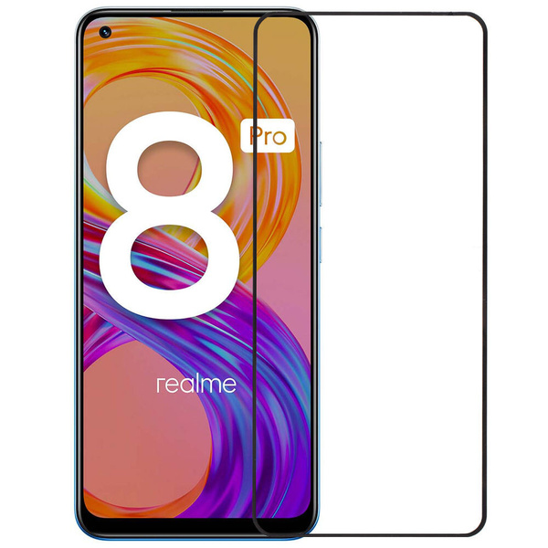 Защитное стекло / бронестекло для realme 8 pro полное покрытие черное ...
