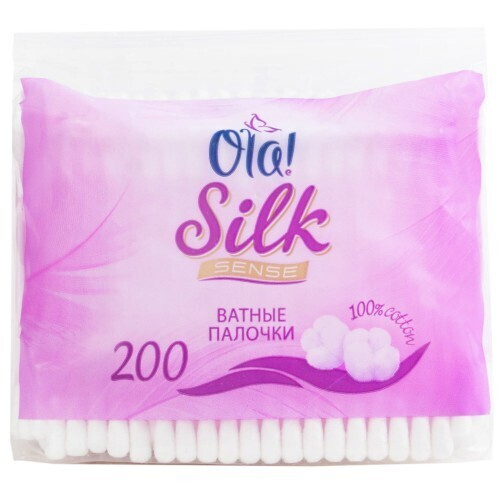 Ватные палочки Ola! Silk Sense в полиэтиленовой упаковке, 200шт, 6 ...