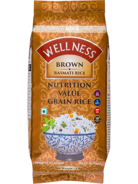 Рис Басмати Коричневый Rice Basmati Brown WellNess 1 кг - купить с ...