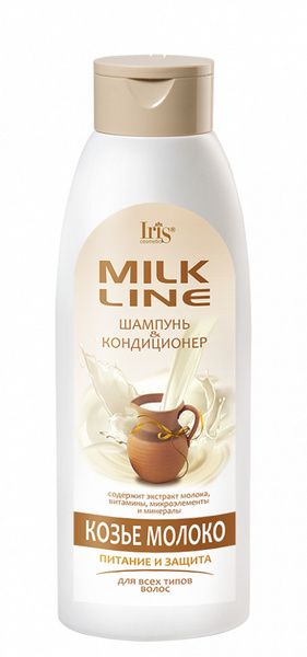 Iris cosmetic Шампунь-кондиционер для волос Milk Line Козье молоко, 500 ...