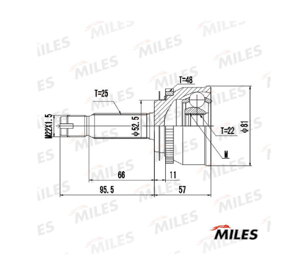 Miles шрус HYUNDAI GETZ 1.1-1.6 02-11 нар. +ABS