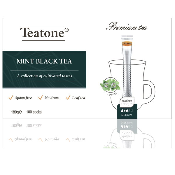 Чай в стиках Teatone с МЯТОЙ, черный, для разовой заварки, 100 шт х 1,8 ...
