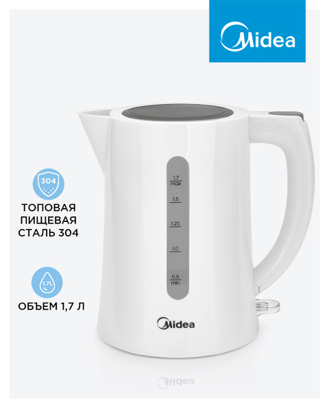 Чайник электрический Midea MK-8090, 1.7 л, 2200 Вт, неоновый индикатор ...