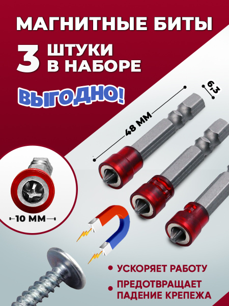Бита Насадка на биты магнитная универсальная, 1/4", 10 мм - купить по ...