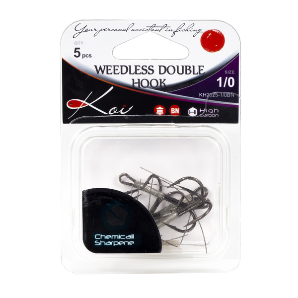 Крючки двойники 5штук незацепляйка KOI Weedless Double Hook №1/0, цвет ...