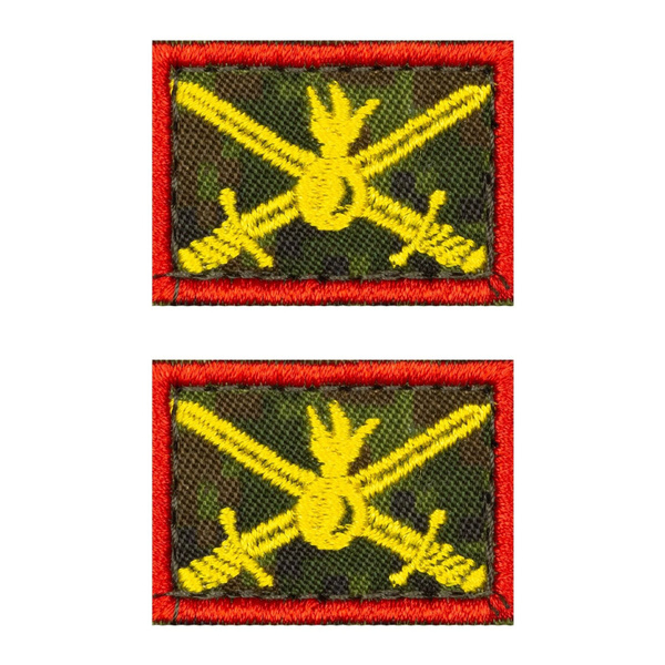 Петличный знак пара "Сухопутные войска, красный кант, пиксель" 3,5х2 ...