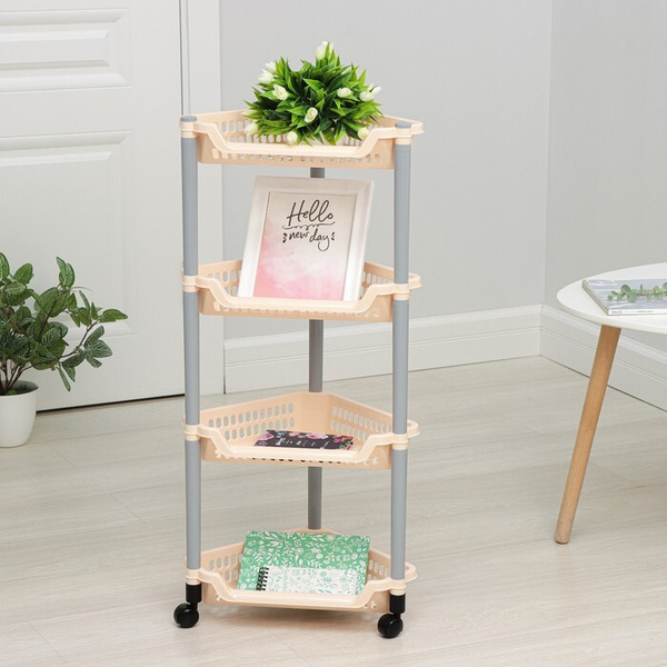 Полимербыт Этажерка напольная угловая 4-х секционная, на колёсиках ...