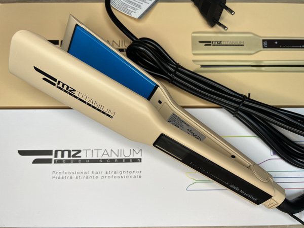Выпрямитель для волос MZ Titanium Утюжок капучино, голубые пластины ...