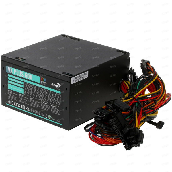 Блок питания AeroCool VX PLUS 600 RGB (VX-600 PLUS RGB) черный - 600 Вт ...
