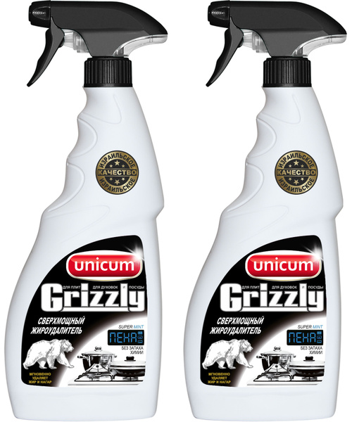 UNiCUM, Сверхмощный жироудалитель Grizzly Мята, 500 мл - 2 штуки ...