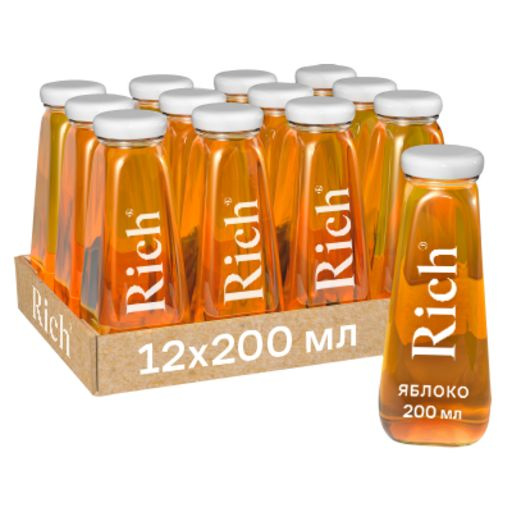 Rich яблоко стекло 200 мл. / Рич сок яблочный в стеклянной бутылке 0,2 ...