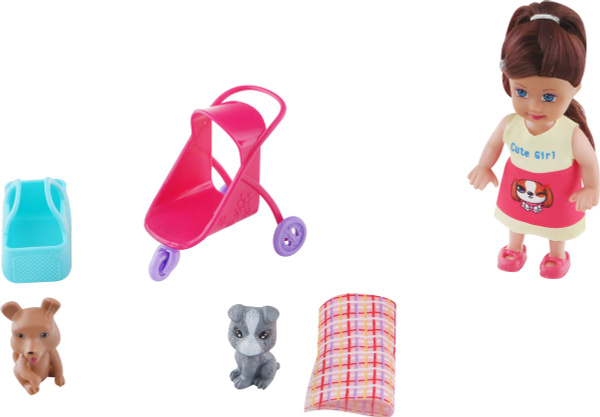 Игровой набор Кукла с домашними животными Bigga, 5 предметов / Игрушка ...