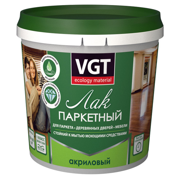 Лак акриловый паркетный VGT полуматовый (0,9кг) купить на OZON по ...