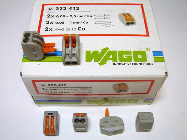 Клеммник WAGO 2я 222-412, (50шт/уп.) для одножильных или многожильных ...