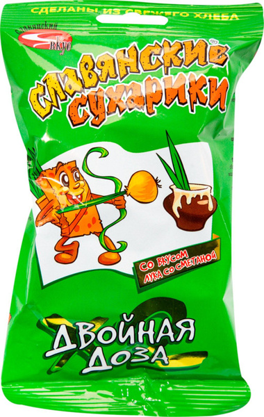 Сухарики ДВОЙНАЯ ДОЗА со вкусом лука со сметаной, 80 г - 10 шт ...