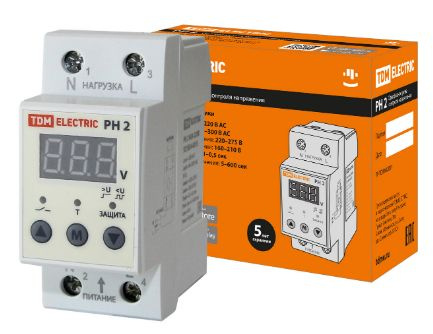 Реле контроля напряжения 1ф РН2 с LED-дисплеем 40А-220В TDM купить по ...