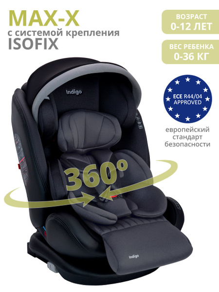 Автокресло детское Indigo Baby MAX-X Isofix растущее 0-36 кг, группа0,1,2,3, графит - купить с доставкой по выгодным ценам в интернет-магазинеOZON (780172925)