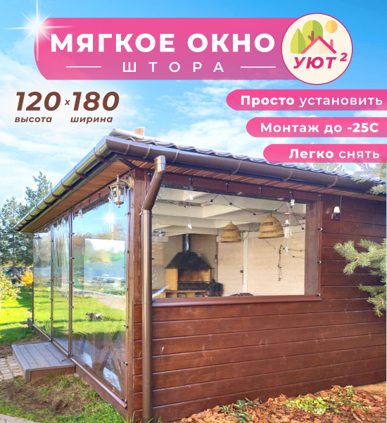 Мягкое окно ПВХ 120х180 см для террасы, беседки, готовый набор ...