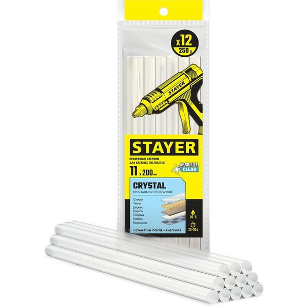 Стержни для клеевого пистолета 12 шт., d 11 x 200 мм прозрачные ...