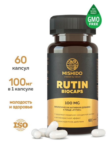 Рутин MISHIDO Rutin Biocaps 60 капсул Витамин Р для глаз антиоксиданты ...