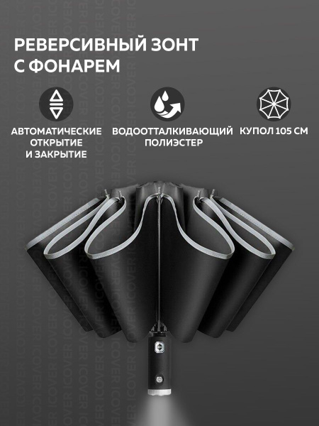 Умный зонт ZUODU, Обратное сложение, черный матовый купить c доставкой ...