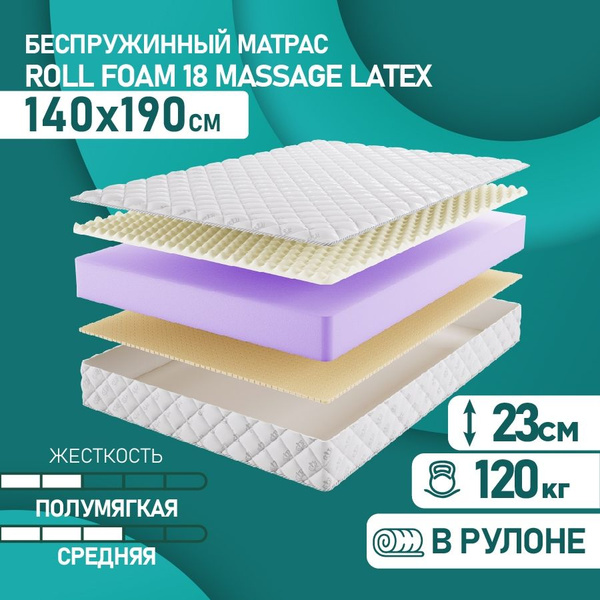 Матрас BeautySon EN_ROLL_FOAM_18_Massage_Latex_Белый жаккард ...