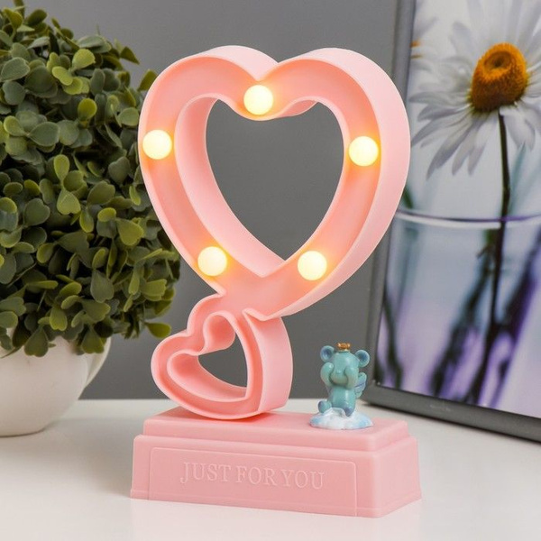Купить Ночник "Сердца" 5хLED 4000К 2хАА розовый 20х12х5,5см, От ...