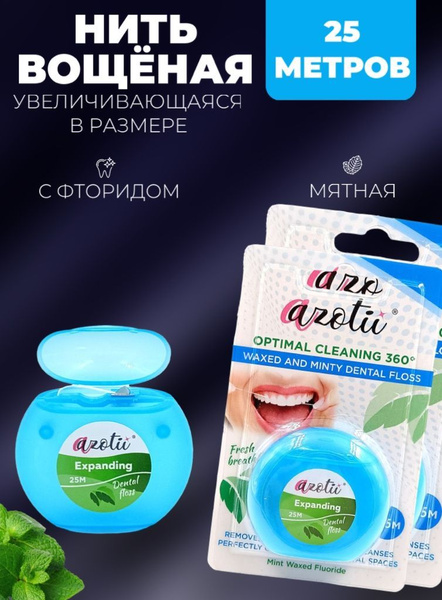 Зубная нить вощеная с фторидом и мятой 25/50/75 м - купить с доставкой ...