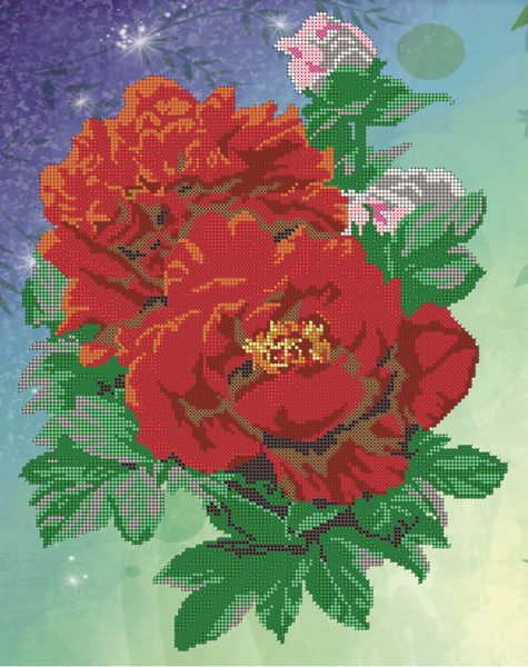 Набор для вышивания бисером картина Пионы 30*38 см Светлица - купить с ...