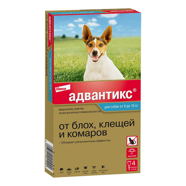 Адвантикс для собак от 4 до 10 кг , против блох, иксодовых клещей и ...