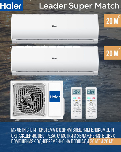 Мульти сплит система инвертор Haier AS07TS6HRAх2/2U40S2SM1FA Leader DC ...
