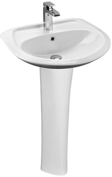 Раковина Santek Бриз с пьедесталом, белая, фарфоровая, полукруглая, 59 ...