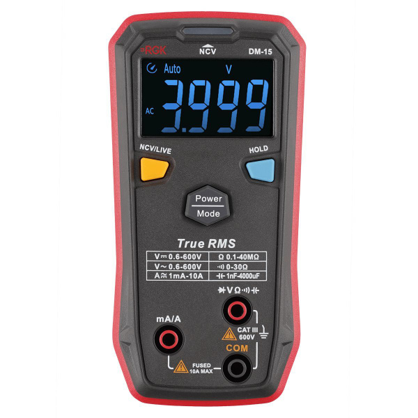Мультиметр цифровой RGK DM-15 с автоматическим выбором диапазона, NCV ...