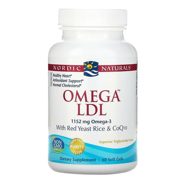 Nordic Naturals, Omega LDL, омега3, красный ферментированный рис и