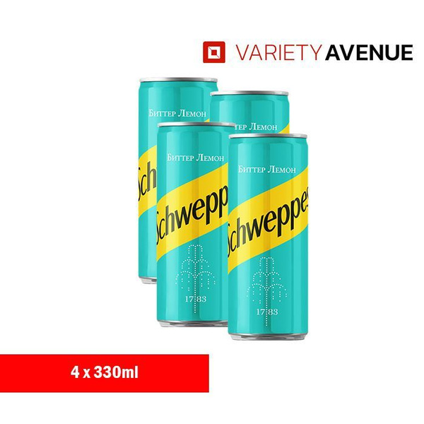 Schweppes(швепс) Биттер Лемон 0.33л 4 банки газированный напиток ...