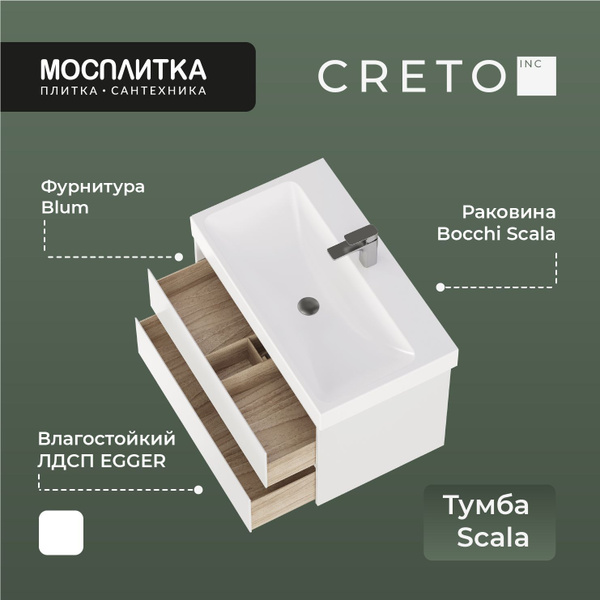 Тумба под раковину creto scala 80 белая