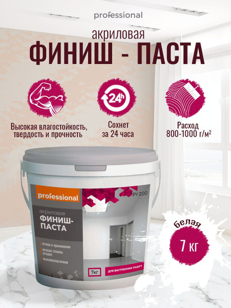 Шпатлевка для стен и потолков финишная акриловая PROFESSIONAL, Финиш ...