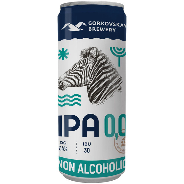 Пиво безалкогольное Gorkovskaya Brewery IPA 0.0 светлое нефильтрованное ...