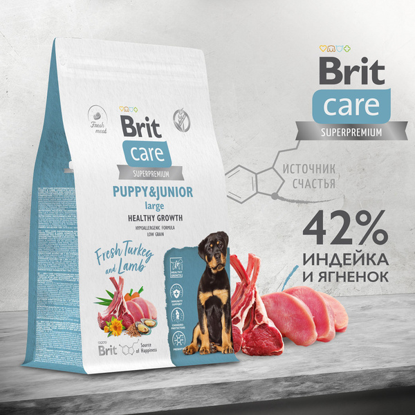 BRIT CARE, Сухой корм с индейкой и ягненком для щенков и молодых собак ...