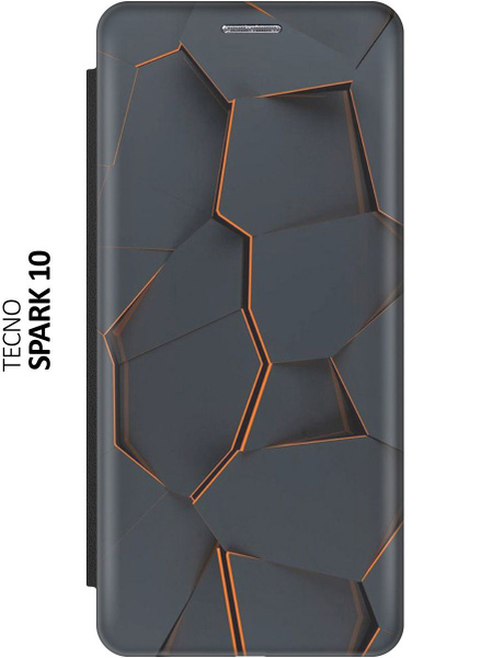 Чехол-книжка Графитовый излом на Tecno Spark 10 / Техно Спарк 10 черный ...