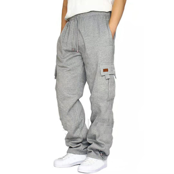 Solid Drawstring Cargo Jogger Pants