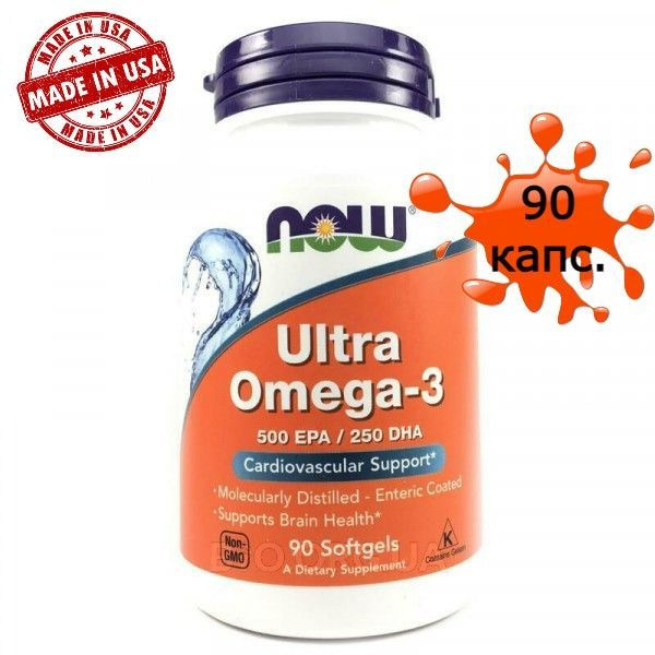 Ультра Омега-3, 500 ЭПК / 250 ДГК, Ultra Omega-3, 500 EPA / 250 DHA ...