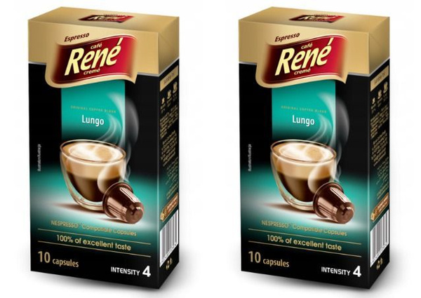 Rene Кофе Lungo Magnifico стандарта Nespresso, 10 капсул, 2 шт ...