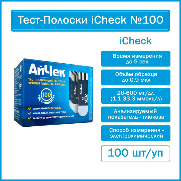 Тест-Полоски iCheck №100 - купить с доставкой по выгодным ценам в ...